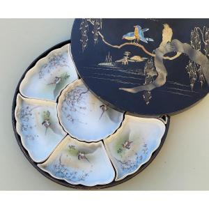 Round Condiment Box, Lacquer And Porcelain, Japan