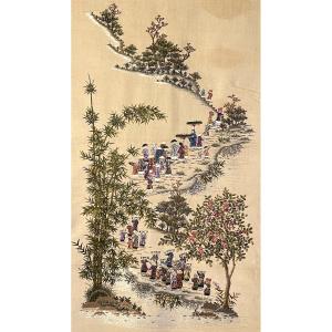 Far Eastern Silk Embroidery, Chinese Silk, Late 19th Century