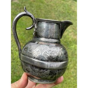 Silver Milk Jug Jh & Aw Hart Brooklyn New York 19th Century