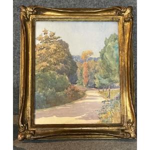 Watercolor By André Casabonne: “the Path In A Park”