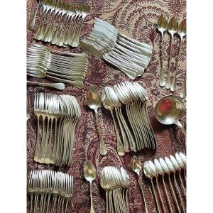 Silver Plated Cutlery Set By The Goldsmith Boulenger, 115 Pieces, Art Deco Period