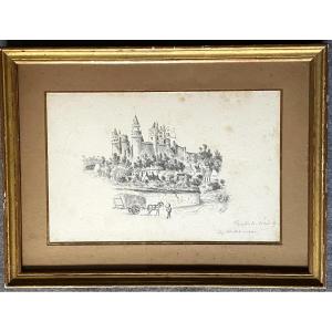 Pencil Drawing Depicting The Château De Pierrefonds (oise)