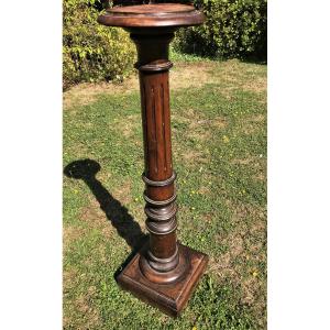 Pedestal Table, Turned Wooden Column, Late 19th Century