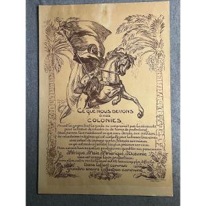 Original Poster From 1918 By Victor Prouvé "what We Owe To Our Colonies"