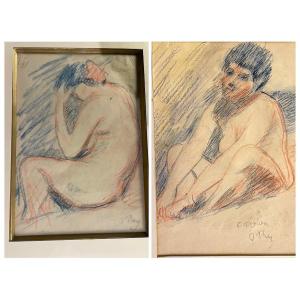 Jean Puy Double-sided Drawing Of Nude Women Circa 1950