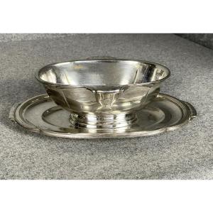 Art Deco Silver-plated Gravy Boat By Silversmith François Frionnet