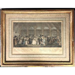 Royal Palace Gallery: Large Engraving By Debucourt, 18th Century