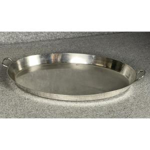 Large Oval Silver-plated Metal Platter By The Silversmith Boulenger