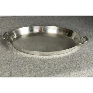 Large Oval White Metal Platter 