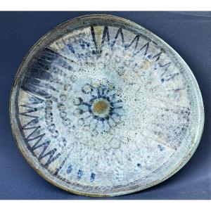 Large Deep Ceramic Dish "les 2 Potiers" By Jacques Serre And Michelle Bargoin