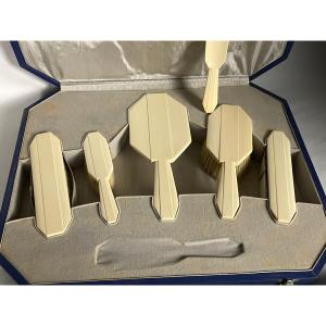 Art Deco Period Ivory Toilet Set