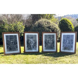 Four Large Engravings: Sistine Chapel Ceiling Michelangelo. Camerale Calcografia Of Rome