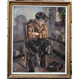 Hanne Tartter 1937: Seated Adolescent, Large Oil On Canvas