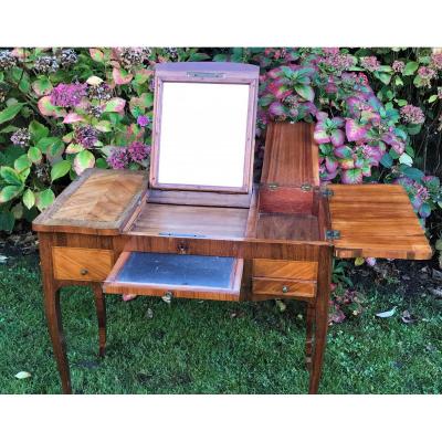 Louis XV Style Writing Table In Rosewood And Violet Wood Veneer.