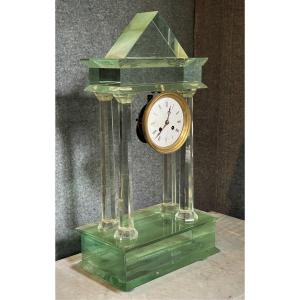 Rare Directoire Fireplace Trim In Cut Glass: Pendulum And Two Pyramidal Columns