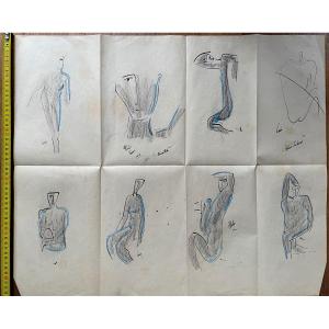 Eight Drawings Of Women Signed Alberto Viani 1952