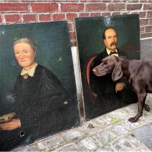 The Smoker, Reading: Pair Of Portraits Of 19th Century Ancestors