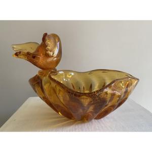 Empty Pocket, Murano Glass Cup Topped With A Bird