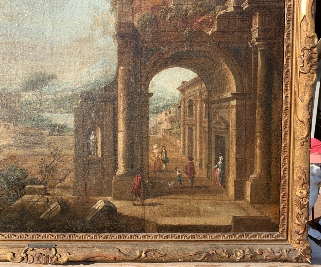 Francesco Battaglioli (Modena 1710 ca. - Venezia post 1796) - Capriccio architettonico con pers-photo-3