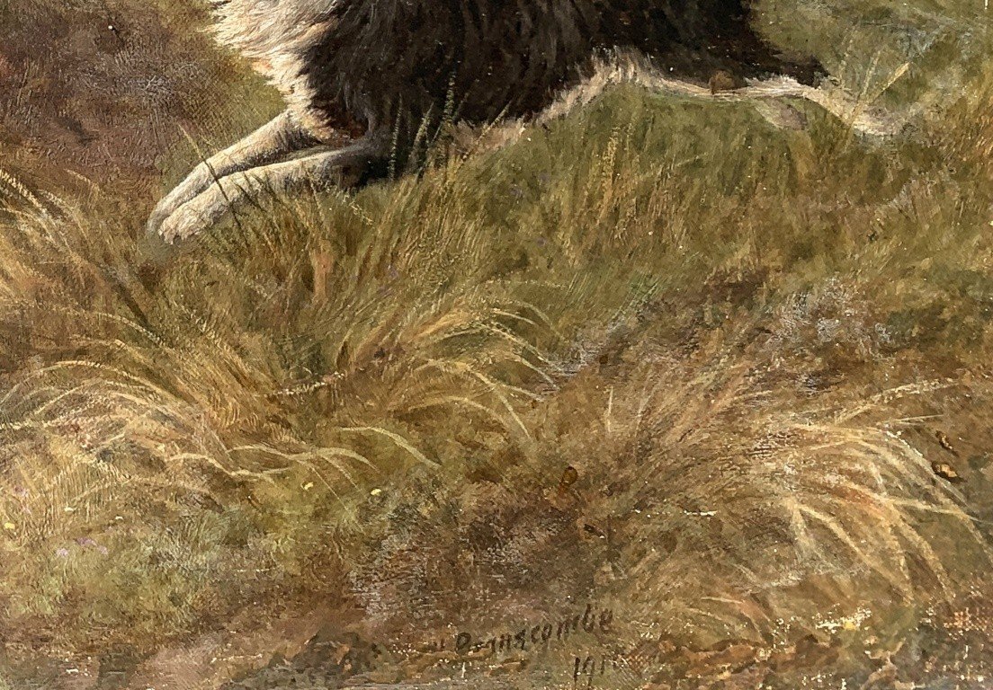 Charles H. Branscombe (British, 1858 - 1924) - Pecore al pascolo e cane Border Collie.-photo-4