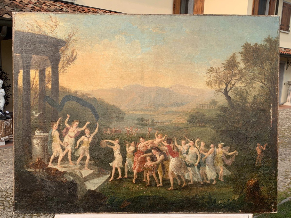 Pittore italiano (XVIII sec.) - Baccanale con danzatrici.-photo-2
