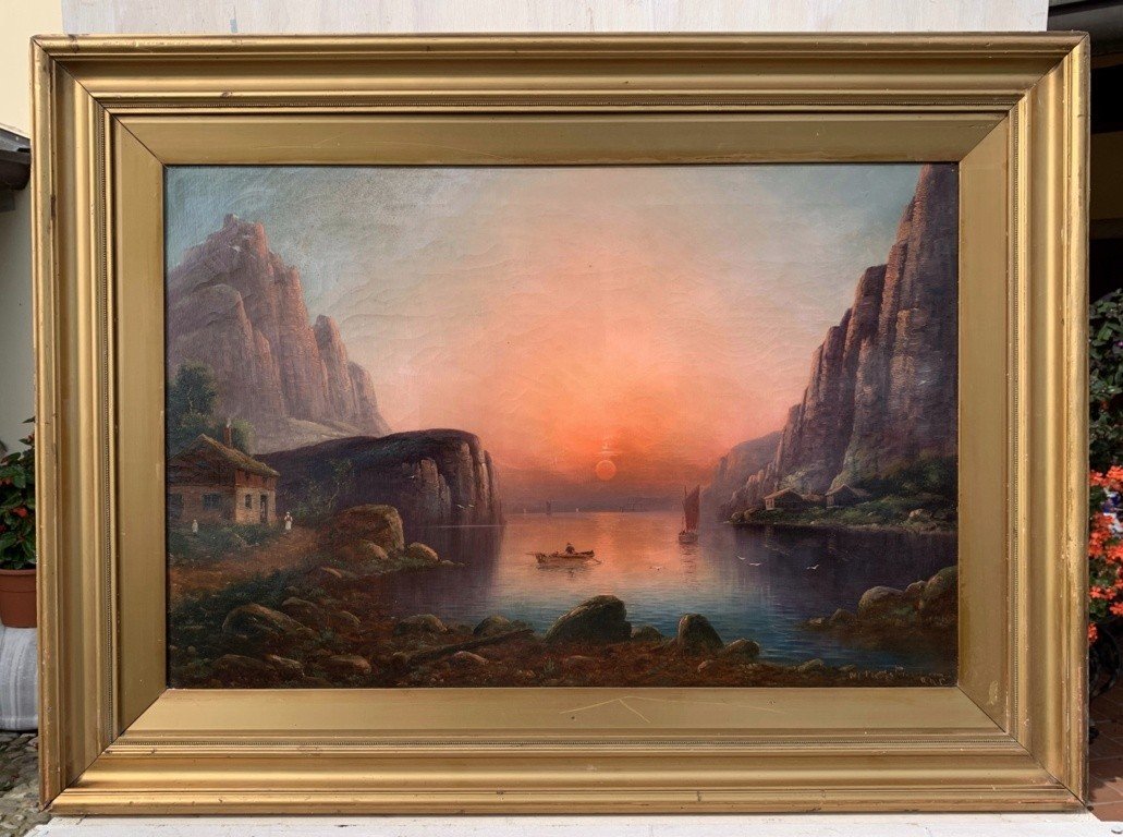 Nils Hans Christiansen (Danish, 1850 - 1922) - Golfo danese al tramonto.-photo-2