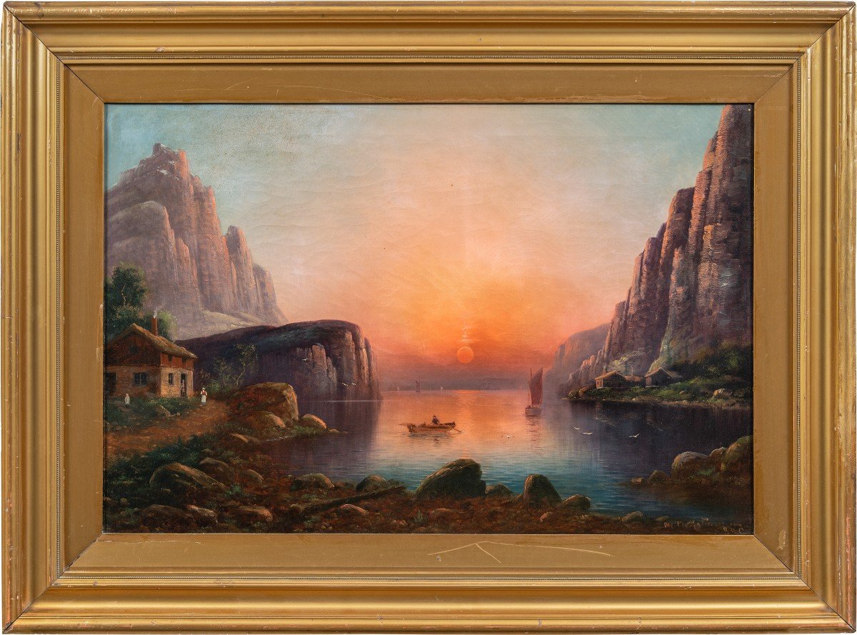 Nils Hans Christiansen (Danish, 1850 - 1922) - Golfo danese al tramonto.