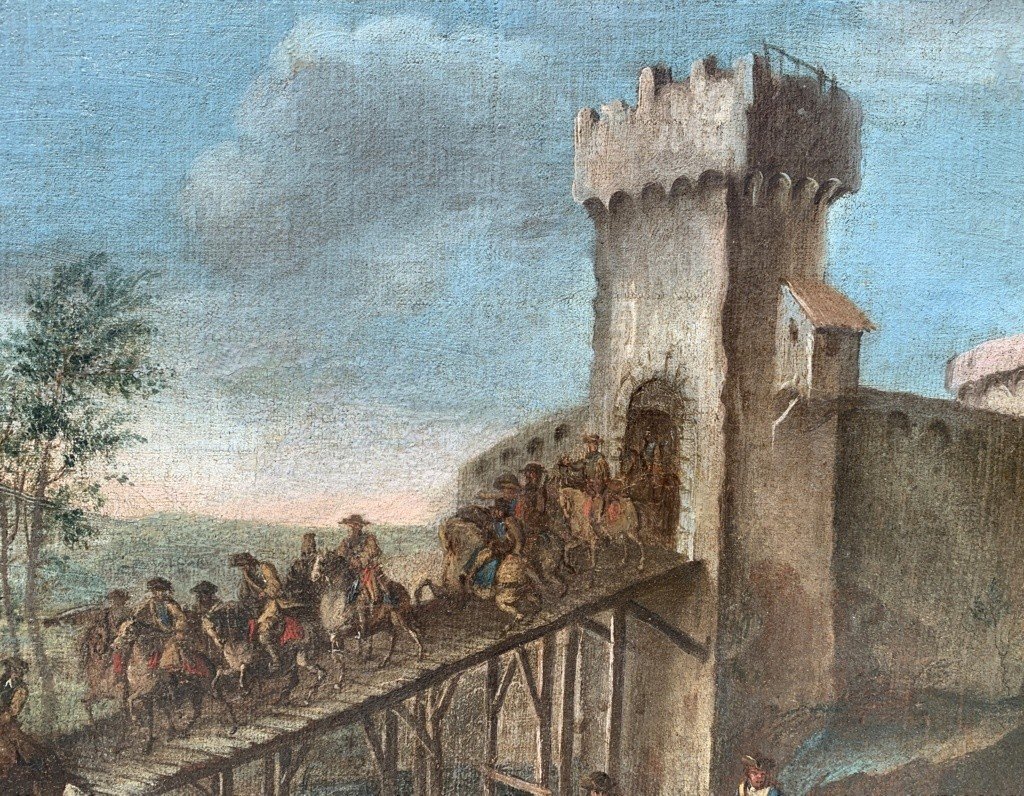 Christian Reder (Lipsia 1656 - Roma 1729) - La partenza dei soldati dal forte.-photo-4