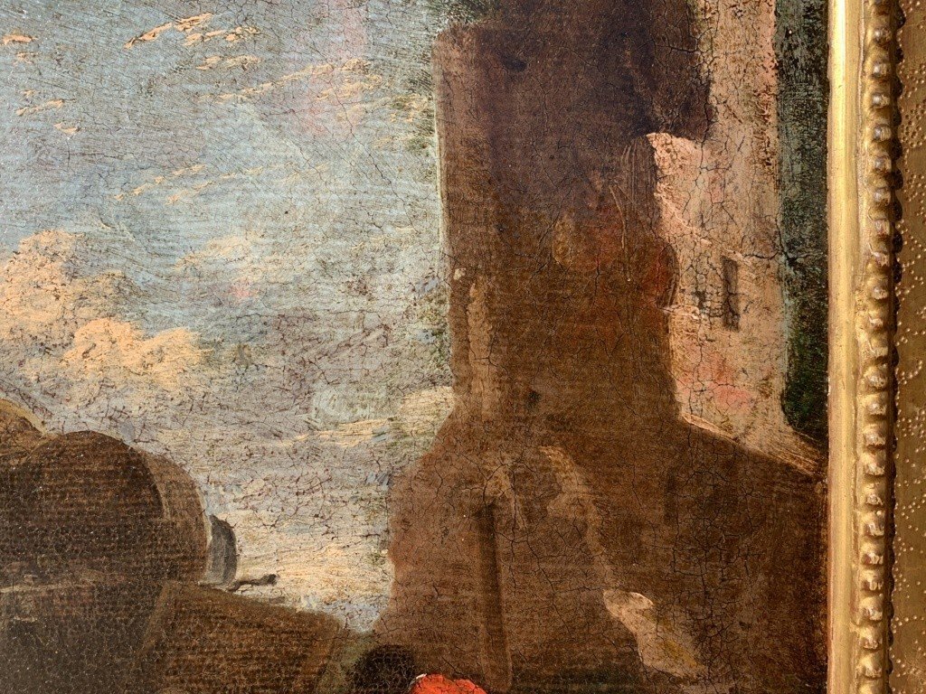 Pittore romano (XVIII sec.) - Paesaggio con viandanti.-photo-4