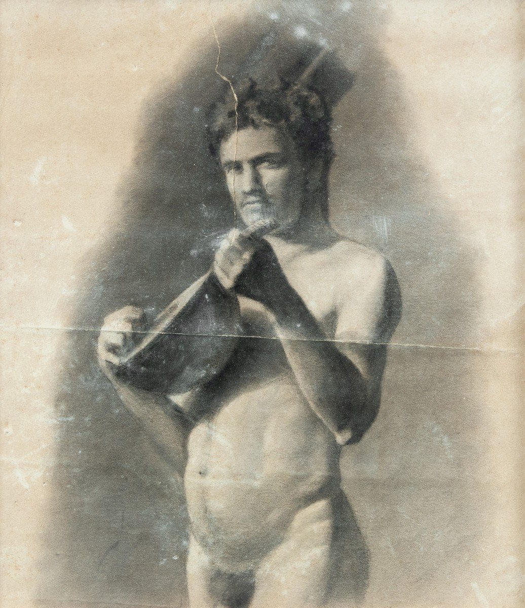 Pittore italiano (inizi XX sec.) - Nudo maschile accademico.-photo-1