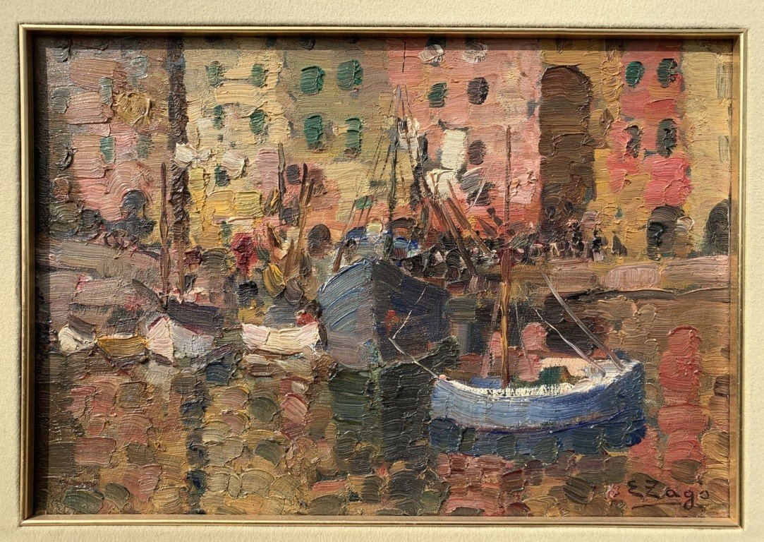 Erma Zago (Bovolone 1880 - Milano 1942) - Il porto di Genova.-photo-2
