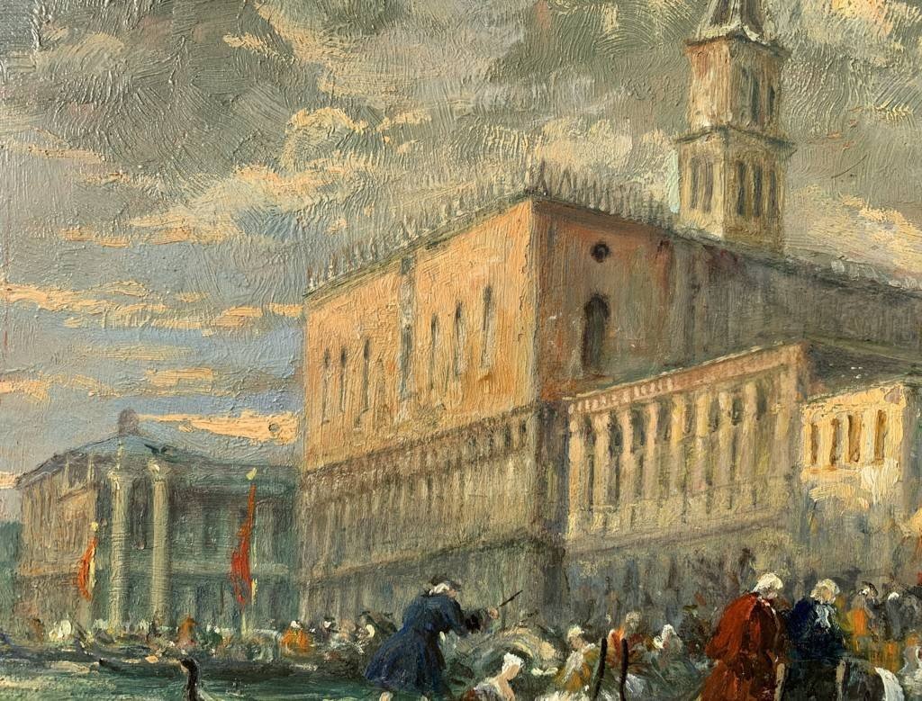 Pittore veneziano (fine XIX sec.) - Venezia, veduta della Riva degli Schiavoni con maschere di -photo-4