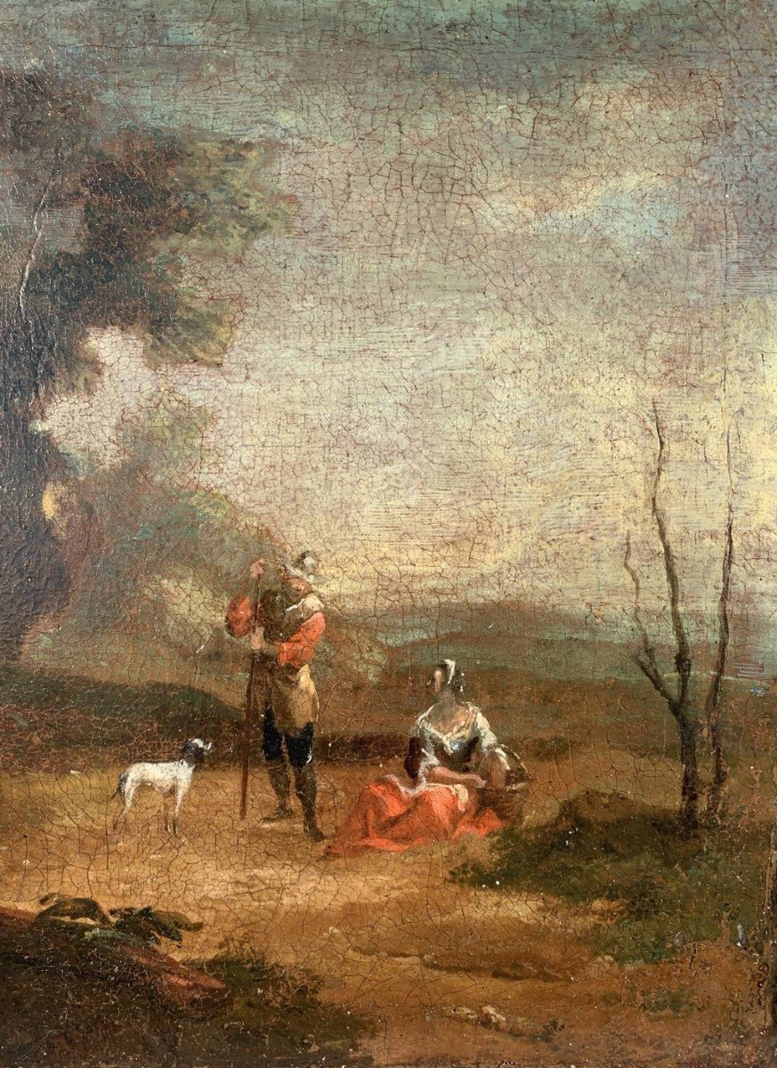 Pittore italiano (XVIII sec.) - Paesaggio con pastori a riposo.-photo-3