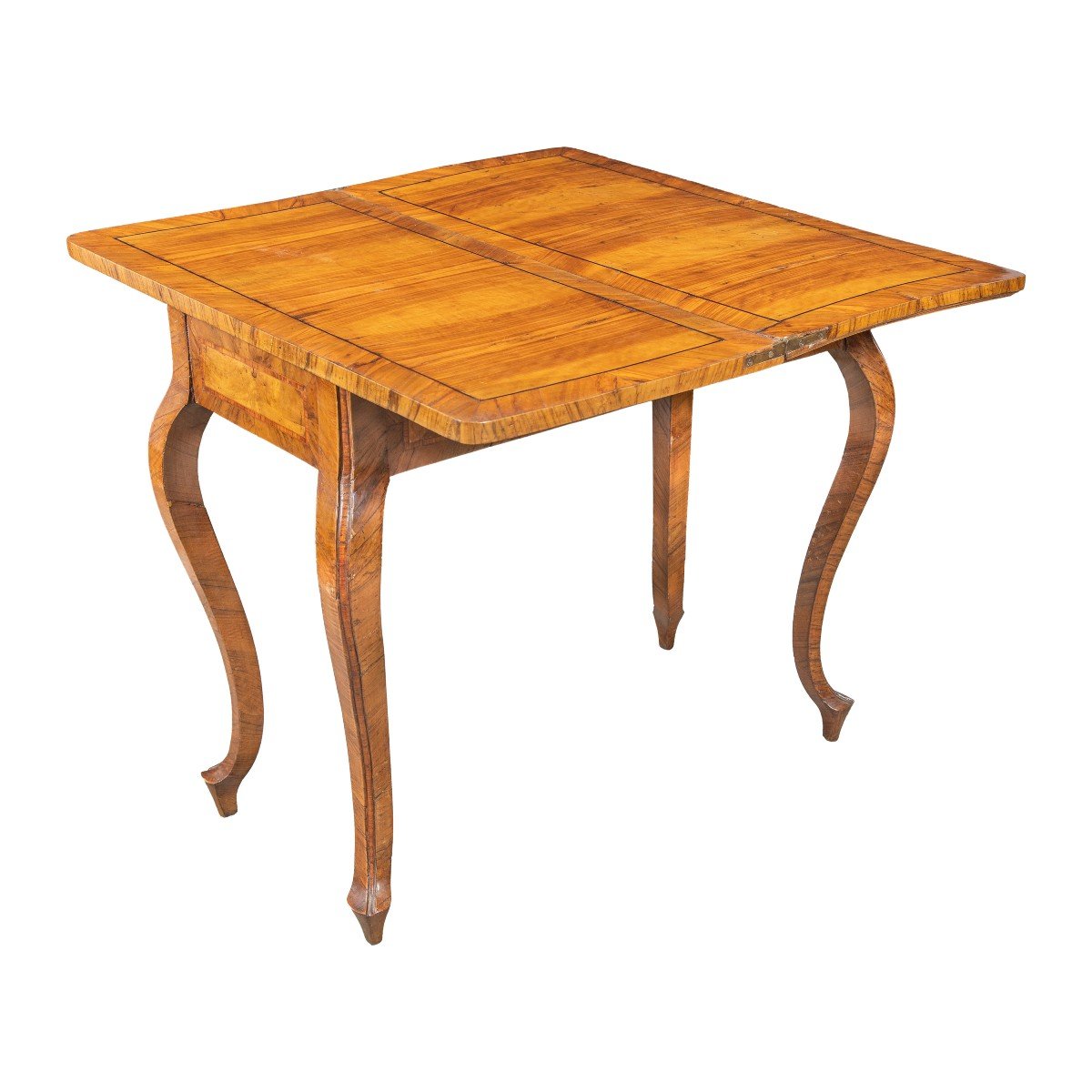 Tavolino da gioco lastronato in legno di ulivo. Toscana, XVIII secolo.-photo-2