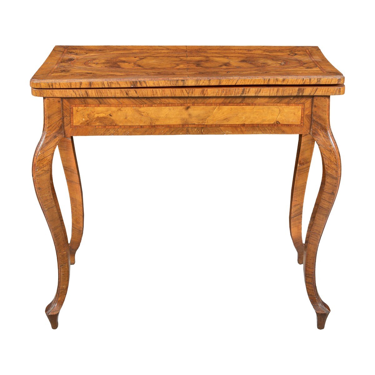 Tavolino da gioco lastronato in legno di ulivo. Toscana, XVIII secolo.-photo-3