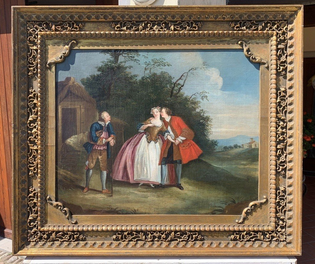 Seguace di Nicolas Lancret (Parigi 1690 - Parigi 1743) - Scena galante in un paesaggio.-photo-2