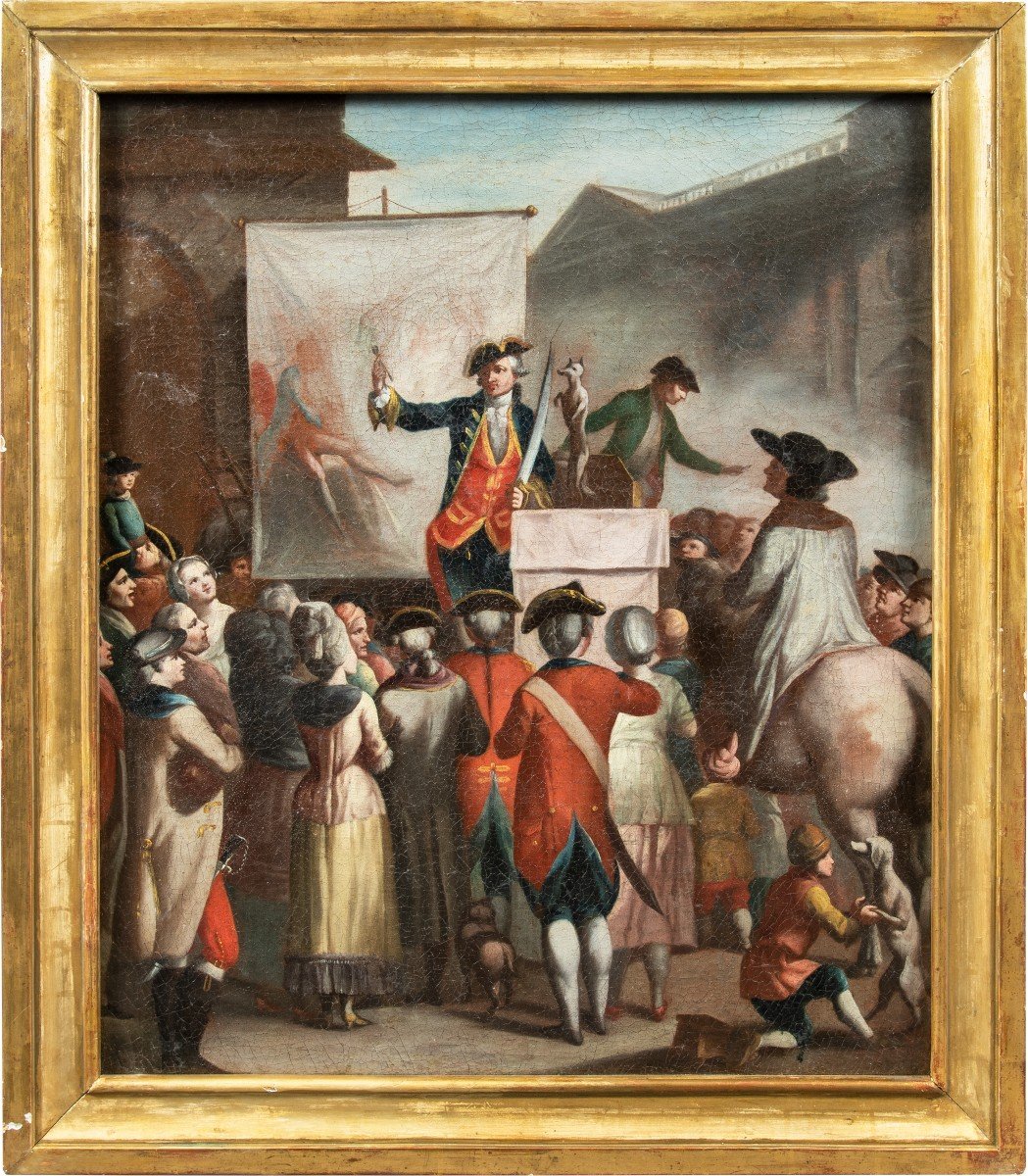 Pittore italiano (XVIII sec.) - Teatro di strada.
