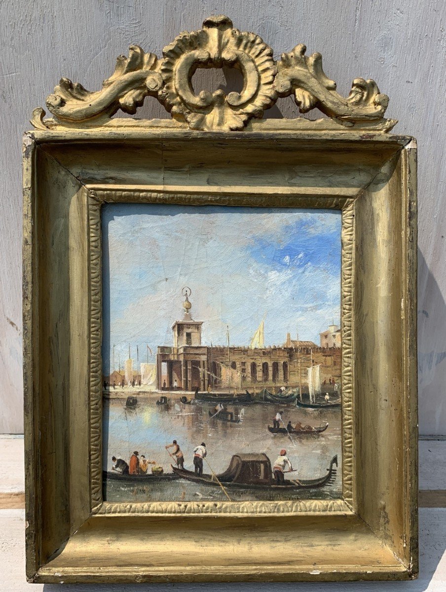 Pittore veneziano (XIX sec.) - Venezia, veduta della Punta della Dogana. -photo-2