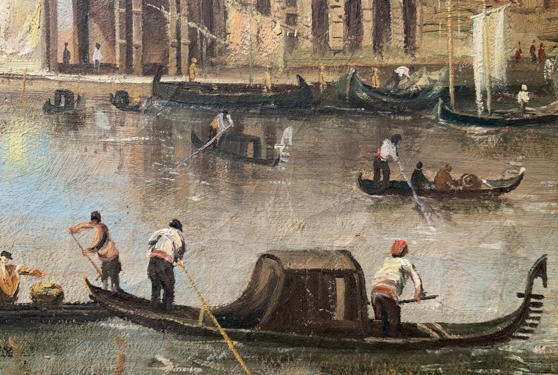 Pittore veneziano (XIX sec.) - Venezia, veduta della Punta della Dogana. -photo-4