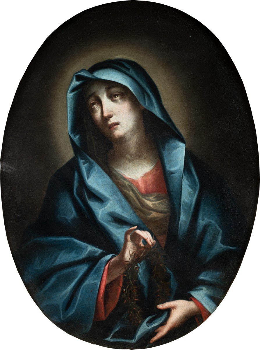 Maestro italiano (XVII secolo) - Madonna addolorata con corona di spine.-photo-2