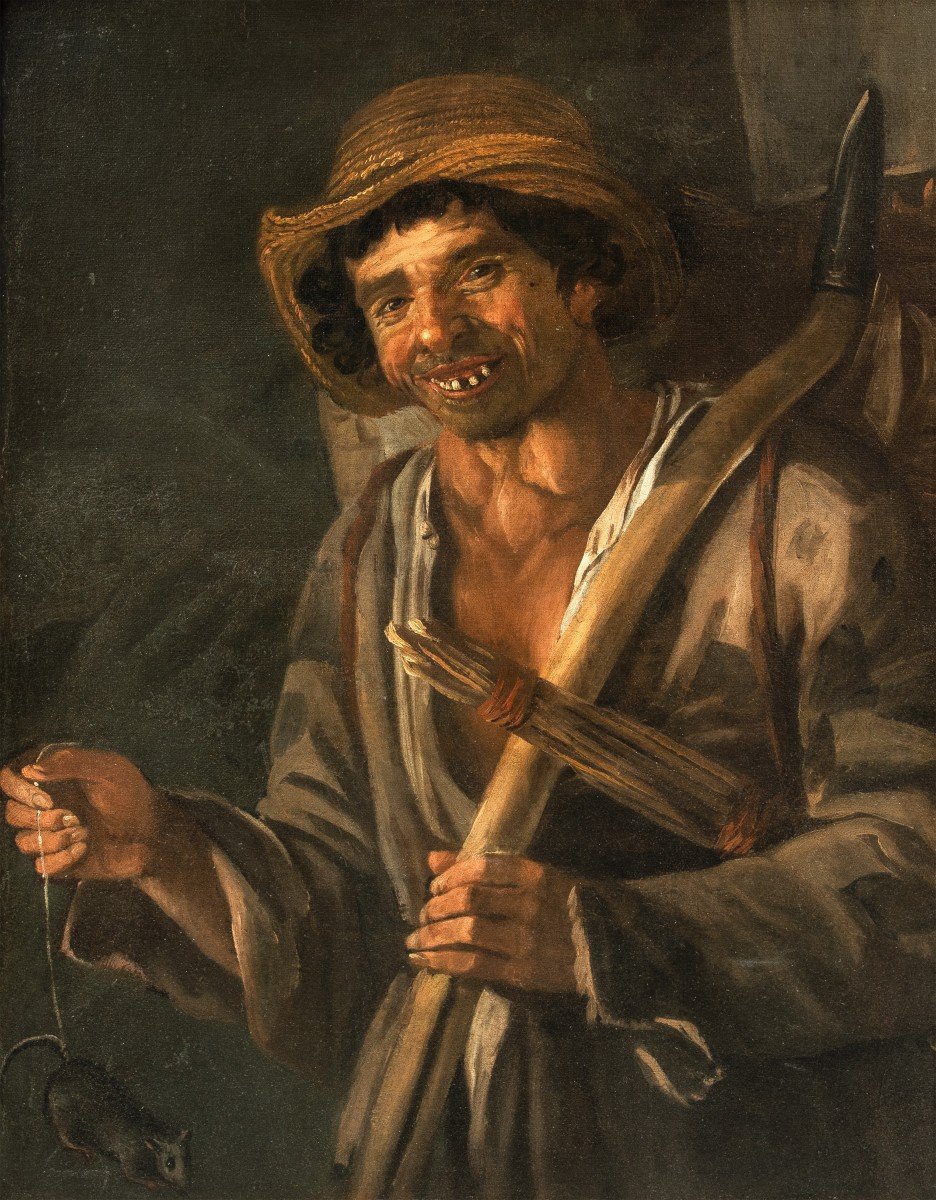 Antonio Cifrondi (Clusone 1656 - Brescia 1730) - Contadino con topo. 