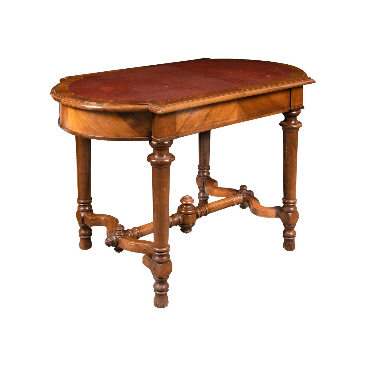 Tavolino lastronato in legno di noce. Italia, XIX secolo.-photo-2
