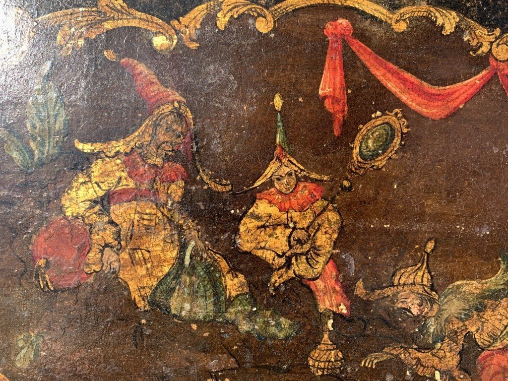 Vassoio in legno laccato e dipinto. Venezia, XVIII sec.-photo-2