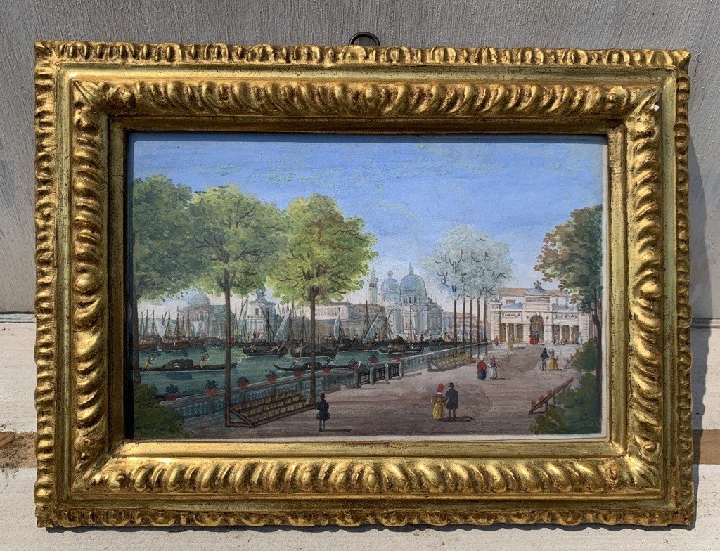 Pittore veneziano (inizio XIX sec.) - Veduta di Venezia.-photo-2