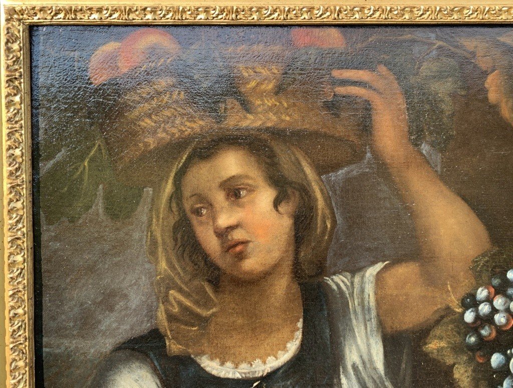 Francesco Annicini (Roma 1632 - post 1679) - Natura morta con fruttivendola.-photo-3