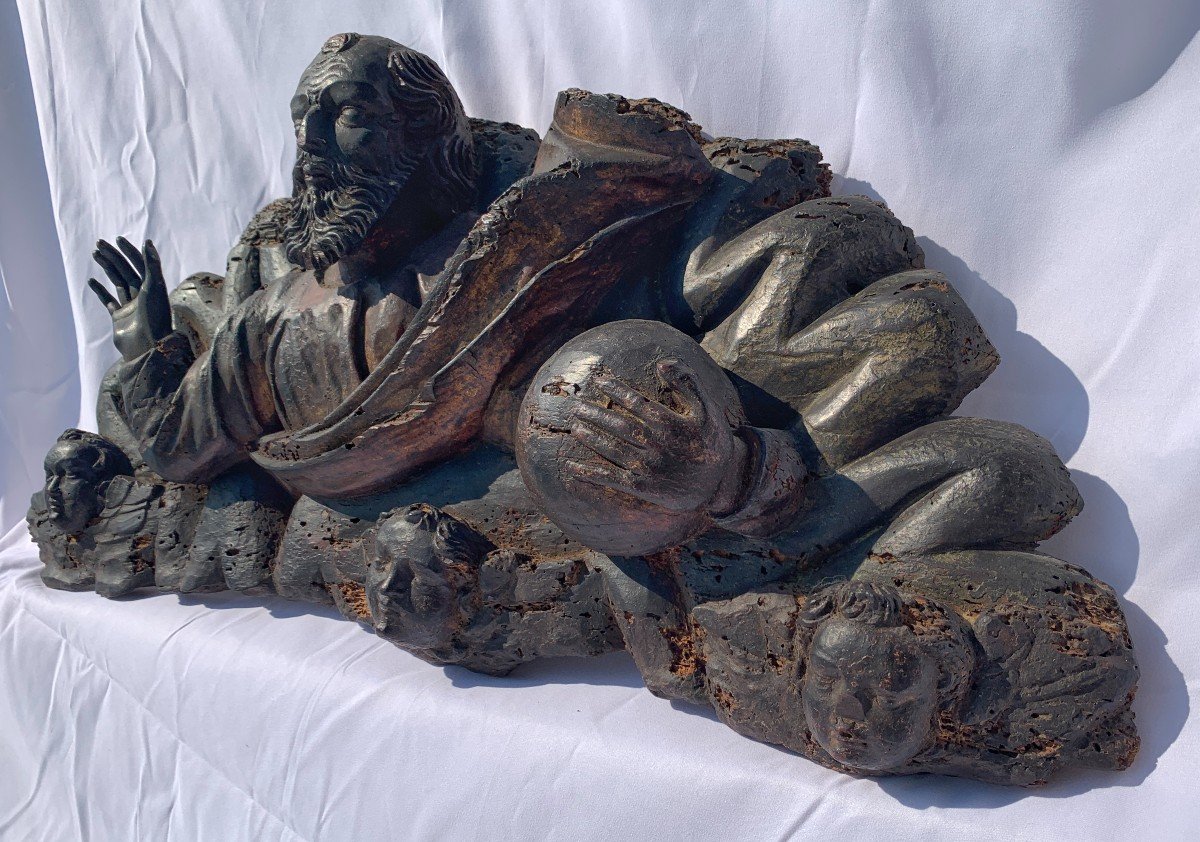 Scultura in legno intagliato - Dio Padre benedicente - Italia, XVII sec.-photo-3