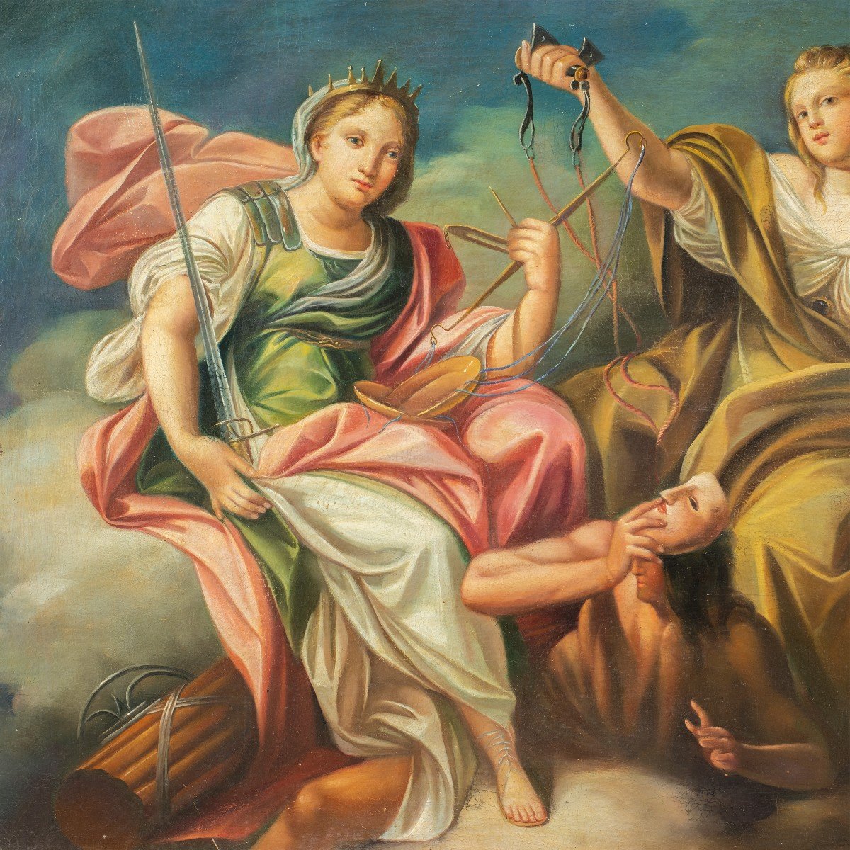 Pittore italiano (XVIII-XIX sec.) - Allegoria della Fortezza e della Temperanza.-photo-2