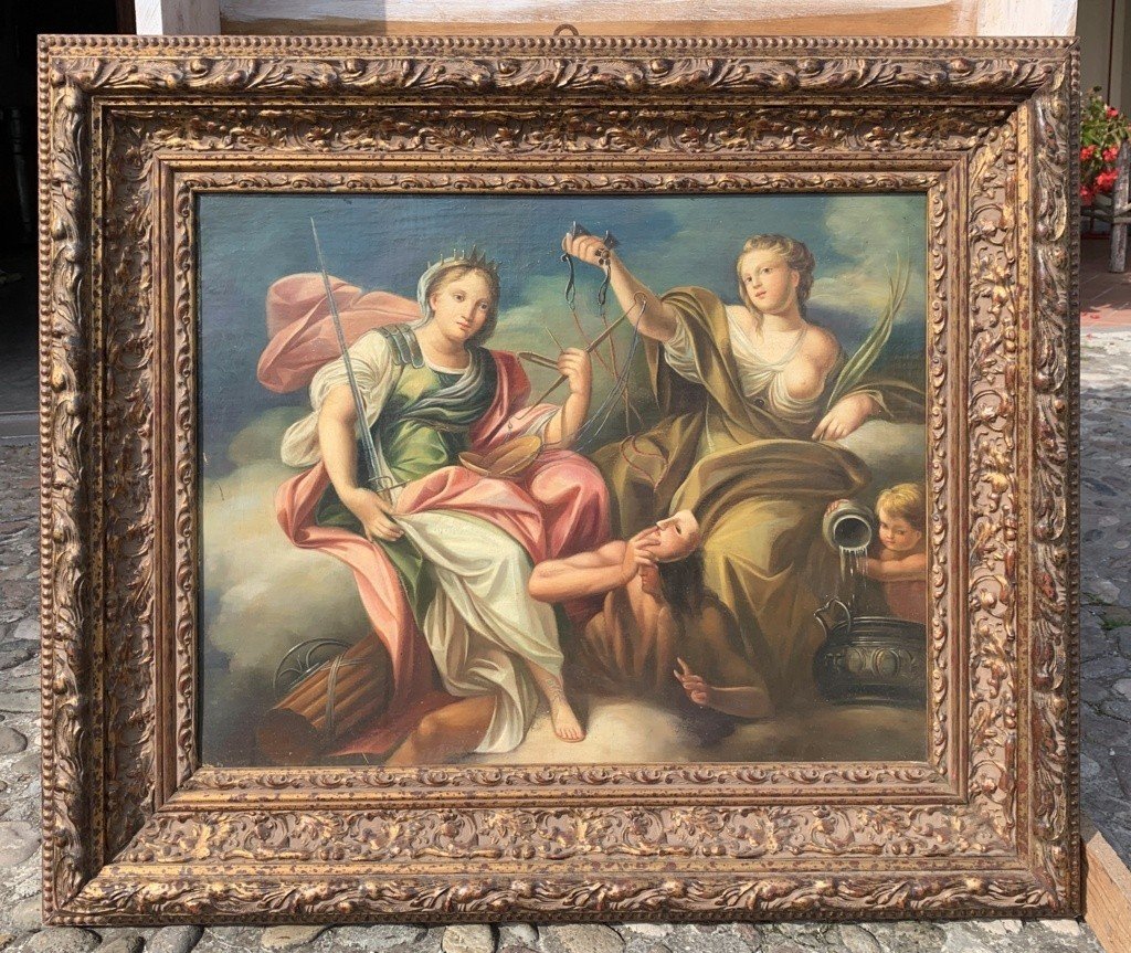 Pittore italiano (XVIII-XIX sec.) - Allegoria della Fortezza e della Temperanza.-photo-4