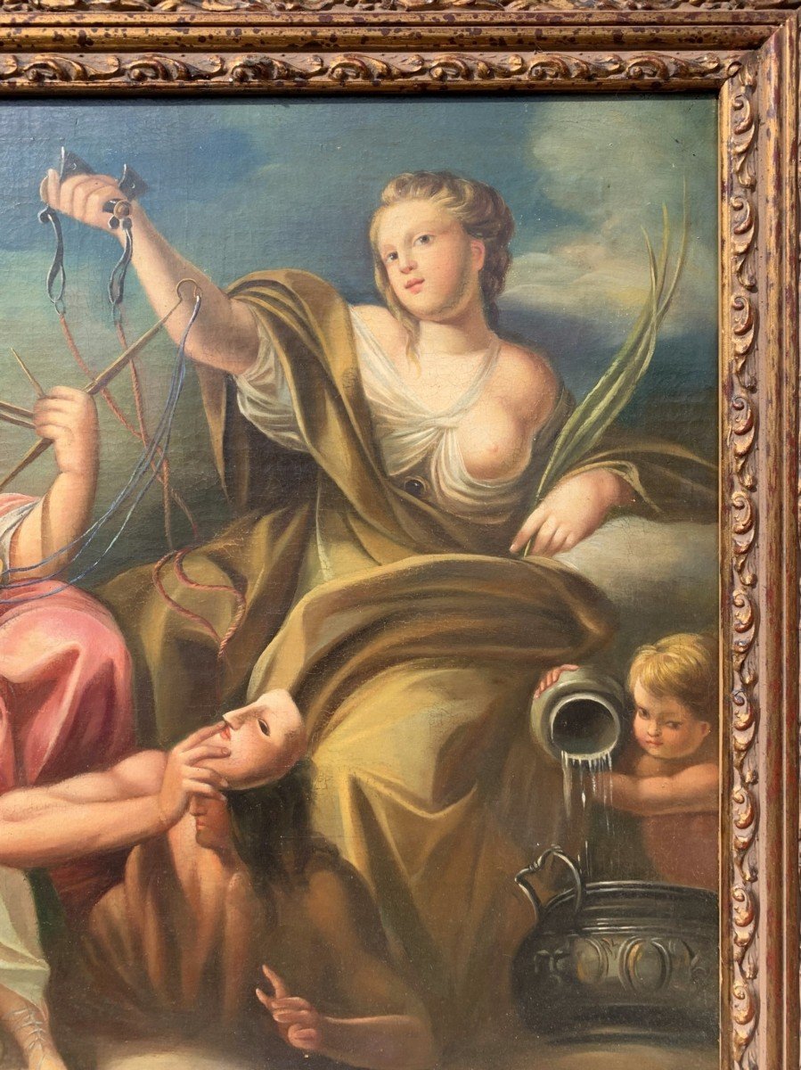 Pittore italiano (XVIII-XIX sec.) - Allegoria della Fortezza e della Temperanza.-photo-1