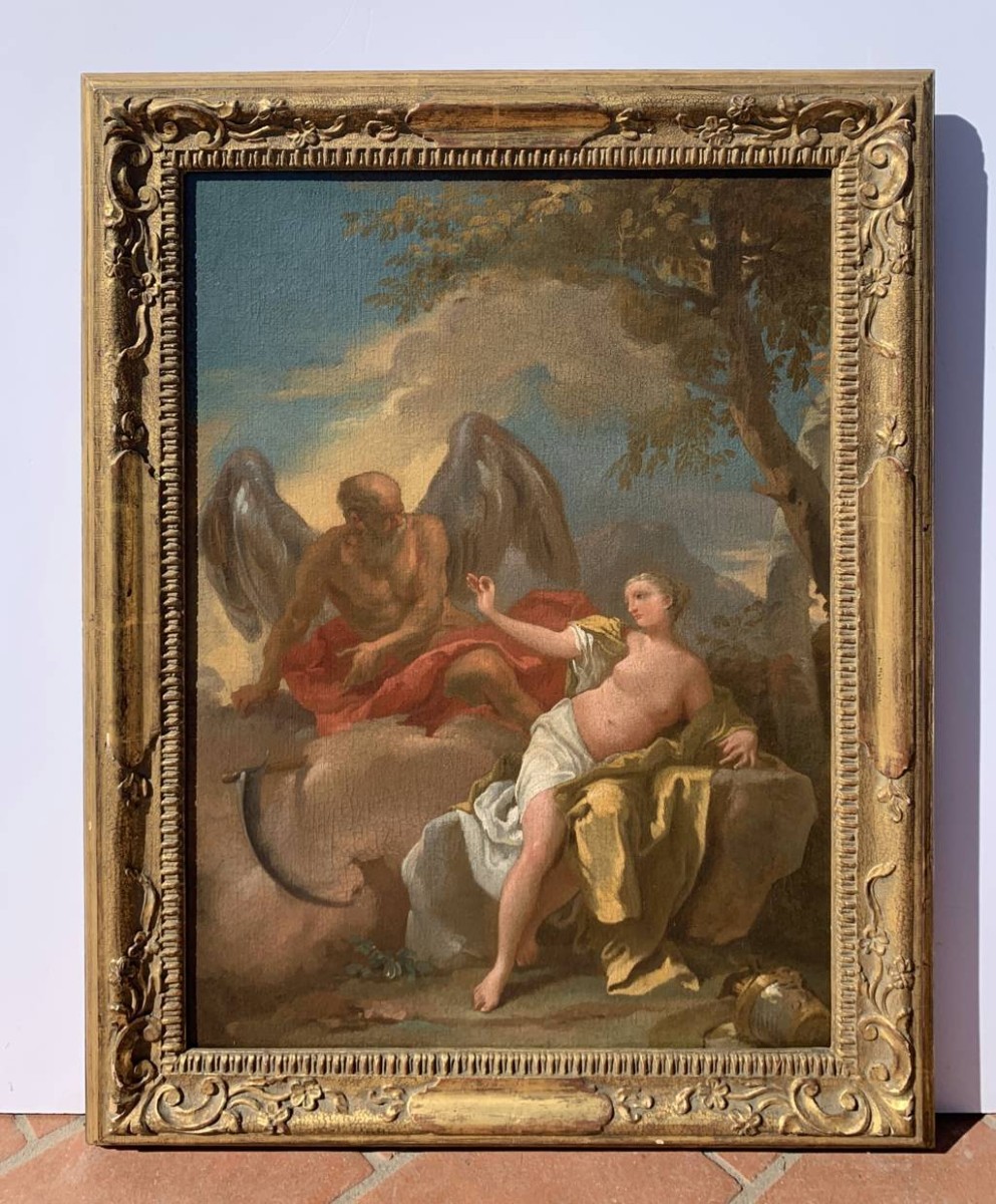 Pittore veneziano (XVIII sec.) - Bozzetto per Venere e Crono.-photo-1